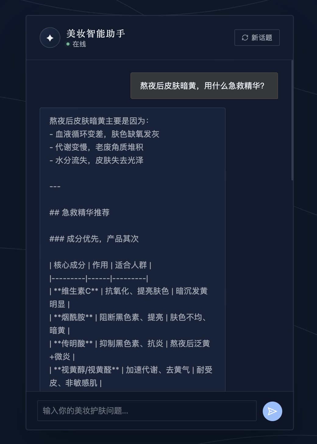 前端页签问答助手真实问答效果